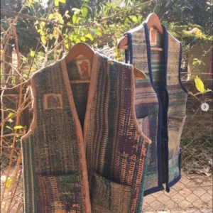 Upcycled kantha half jacket