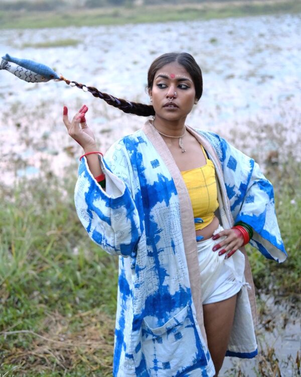 Tie dye kimono(with hand embroideries) - Image 5