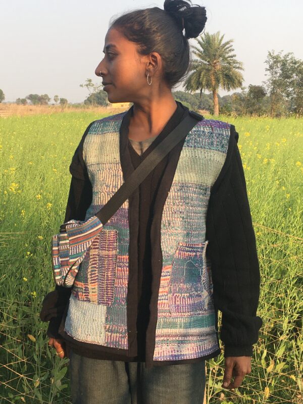 Upcycled kantha half jacket