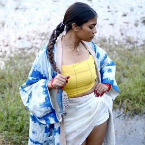 Tie dye kimono(with hand embroideries)