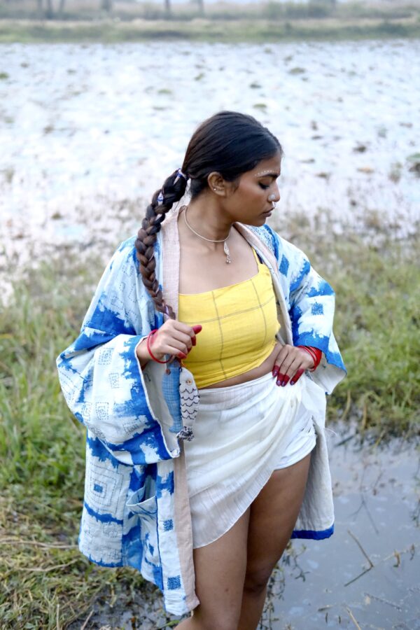 Tie dye kimono(with hand embroideries)