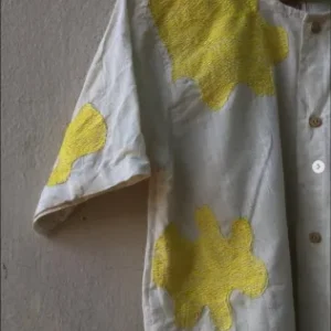 Color splash (yellow) Undyed, hand embroidered